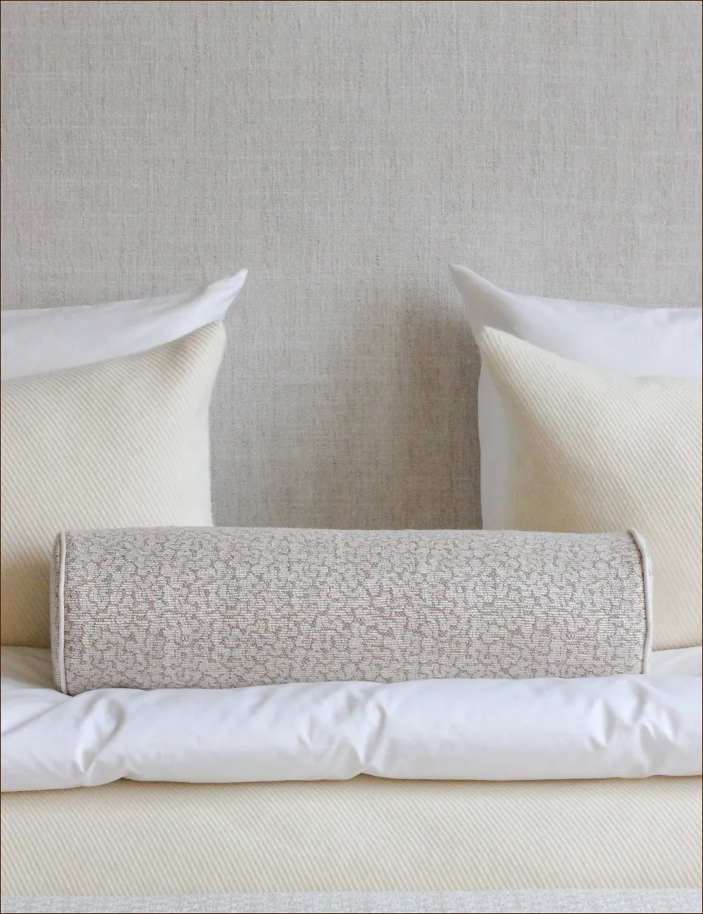 Bolster cushion in A Coraux – Beige by Lelièvre Paris