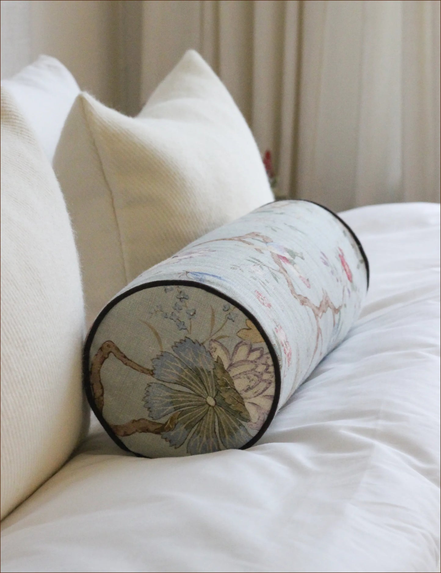 Bolster cushion in Willow Ink (Beata Heuman)