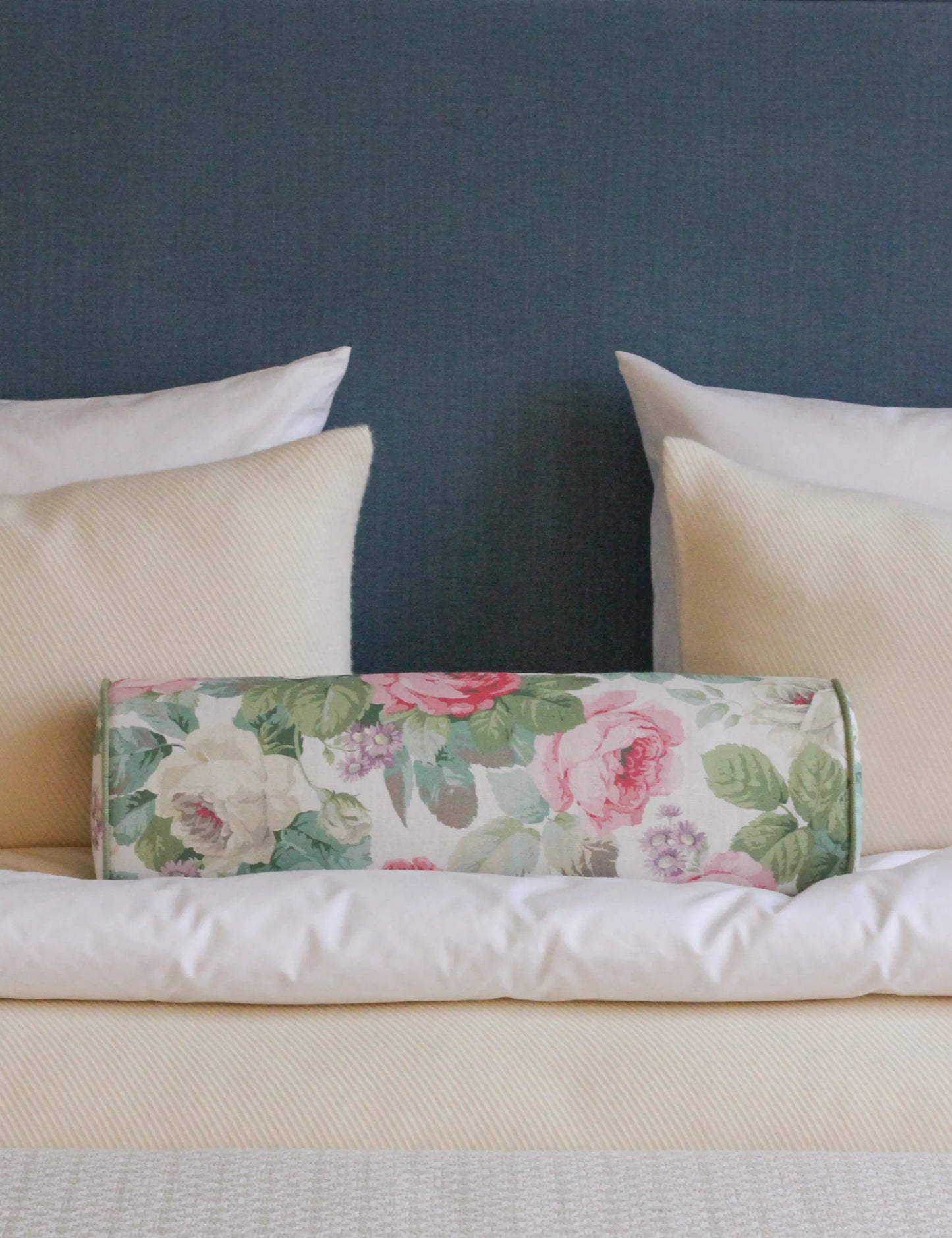 Bolster cushion in Richmond, Chelsea – Pink/Celadon by Christopher Farr/Sanderson