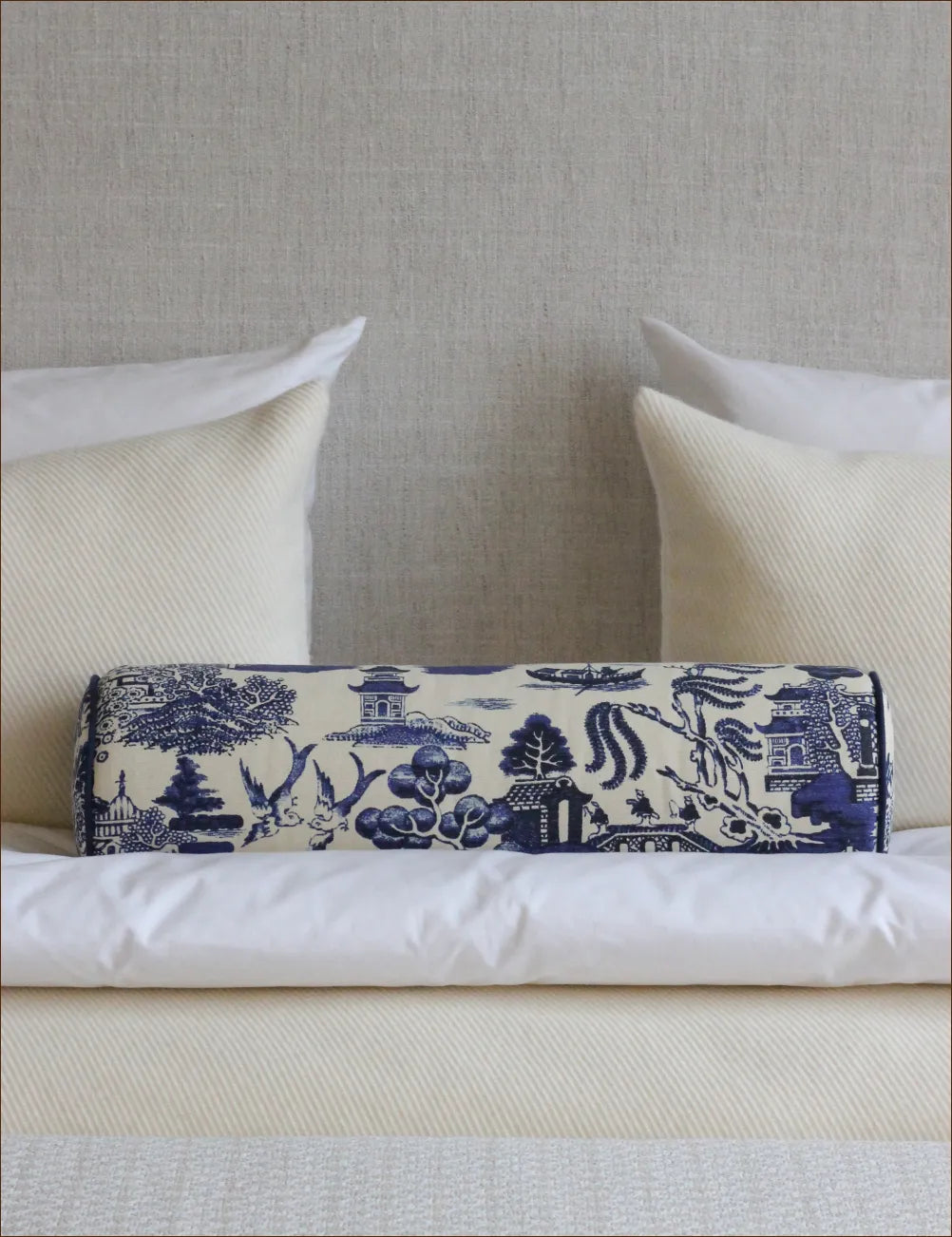 Bolster cushion in Willow Ink (Beata Heuman)