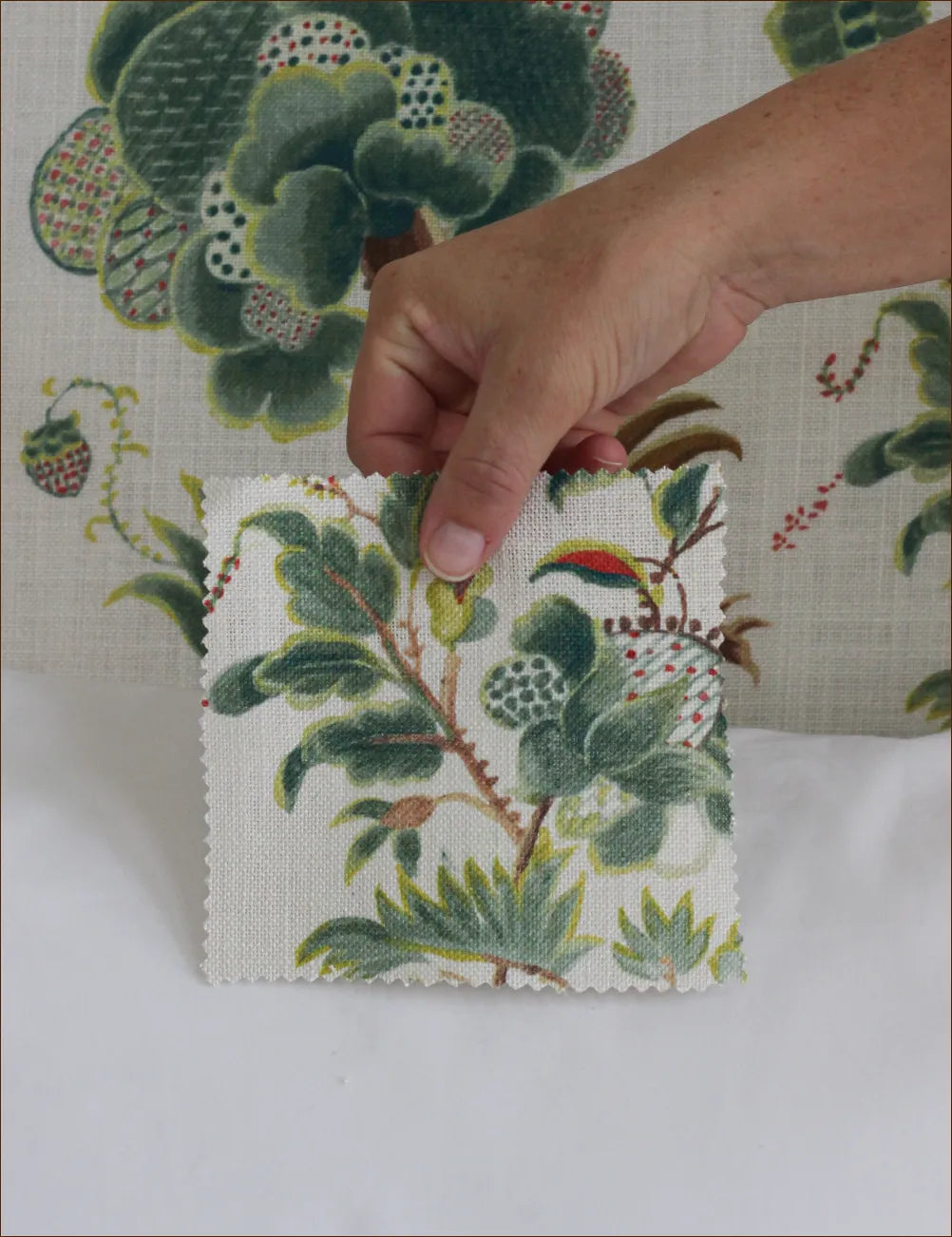 Bolster cushion in Willow Ink (Beata Heuman)