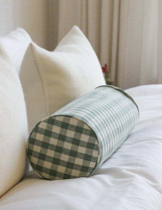 Bolsterkudde i Minack Check Leaf (Colefax & Fowler)