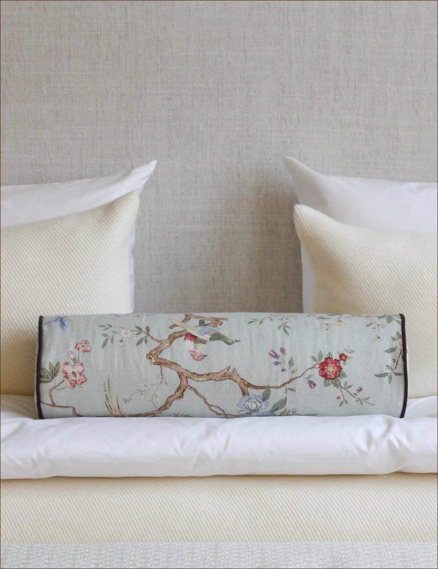 Bolster cushion in Willow Ink (Beata Heuman)