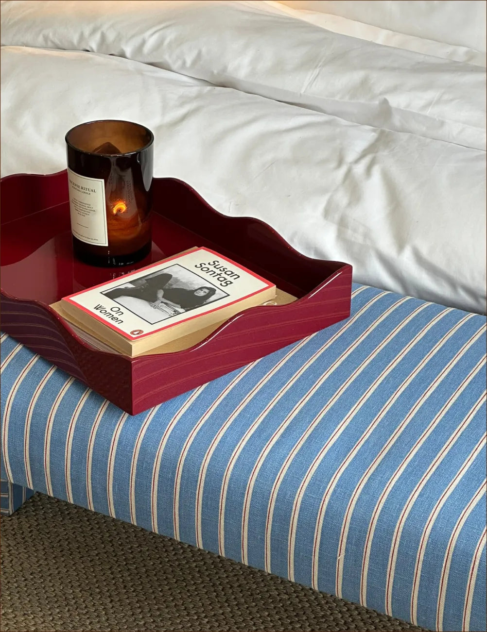 Sängbänk Stig Stripe Denim